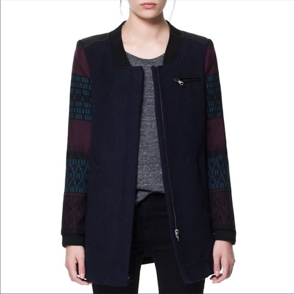 ISO Zara Coat with Jacquard Sleeves